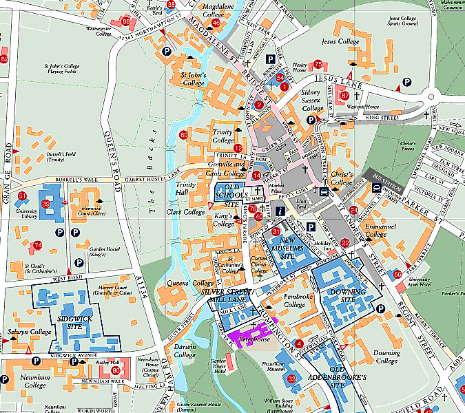 剑桥大学各大学院地图