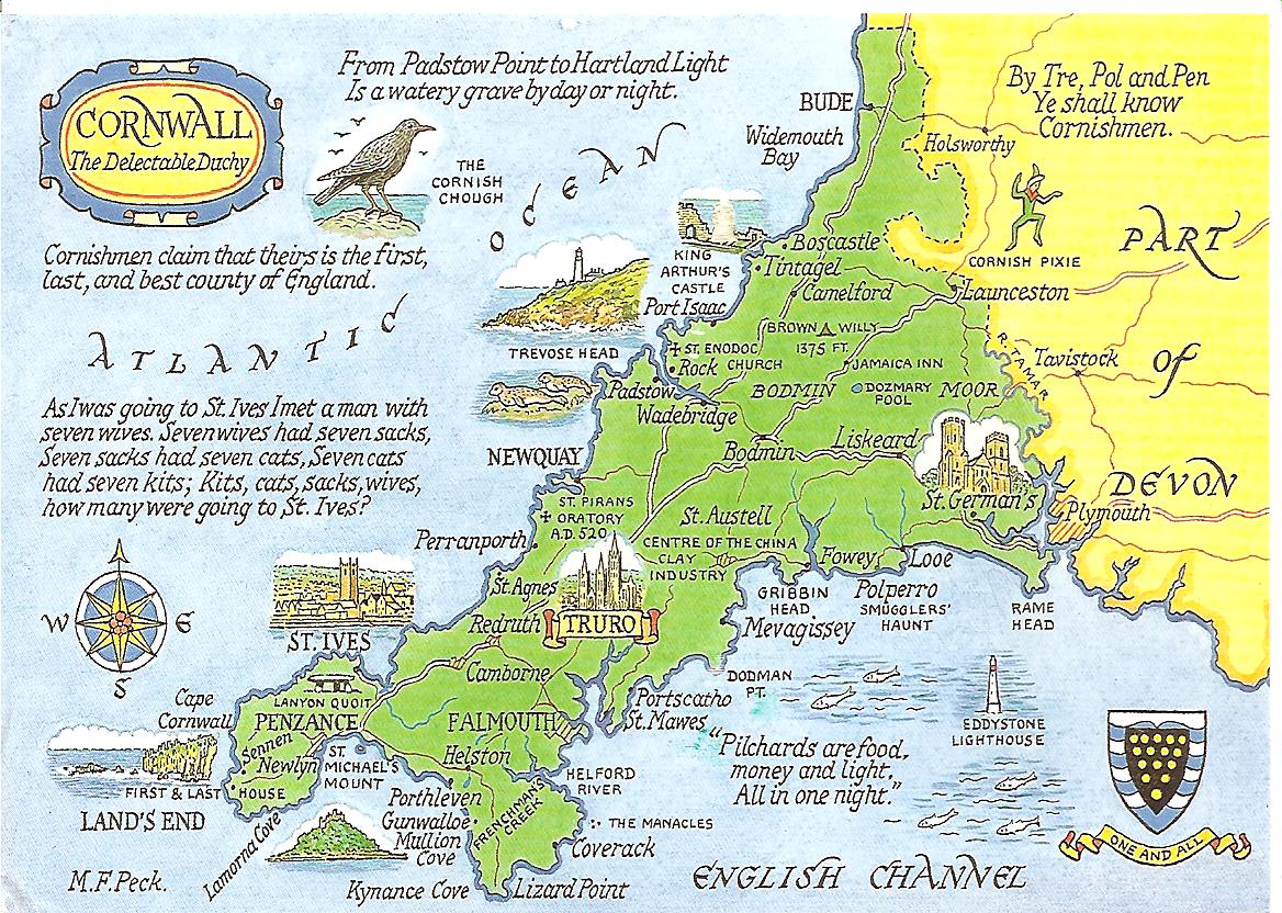 places to visit cornwall map