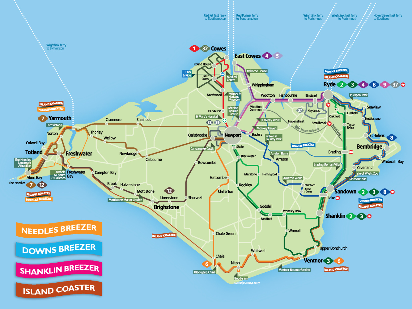 怀特岛公交车地图
